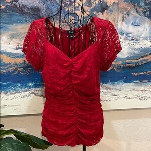 AGB red lace top